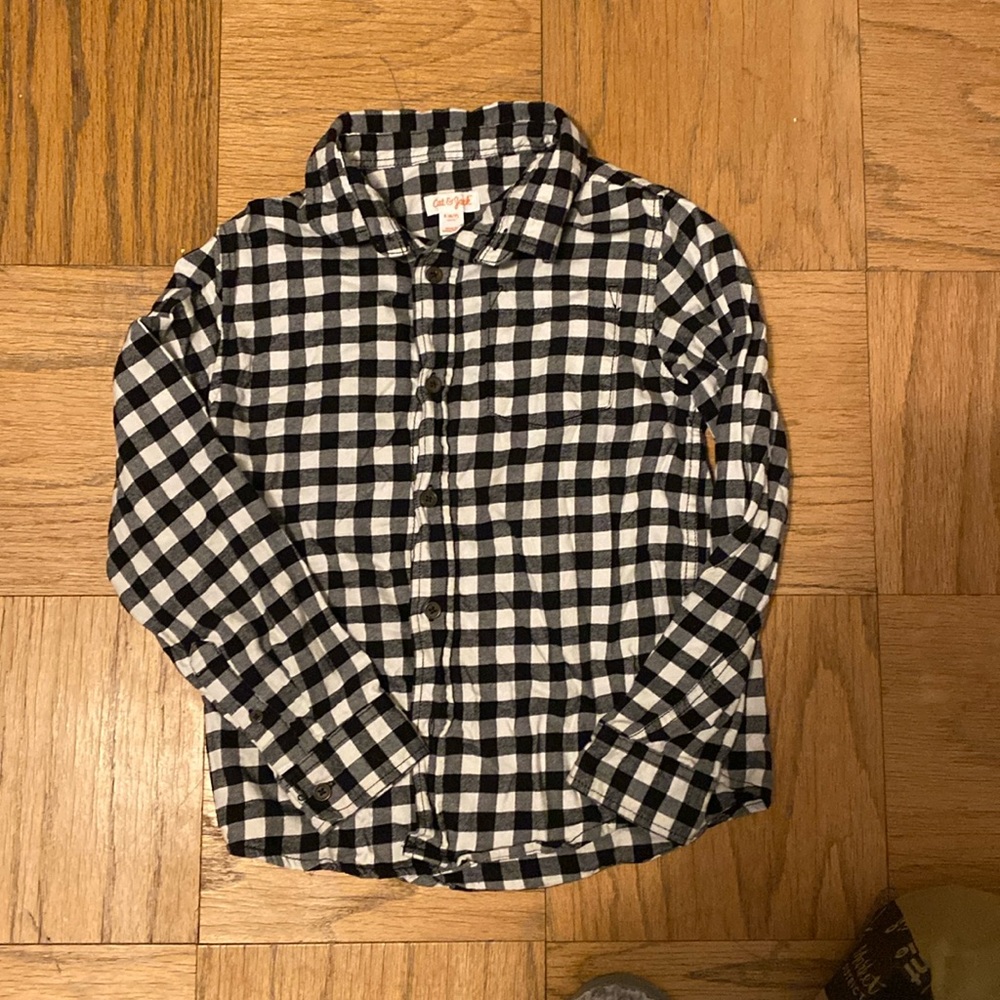Kids black and white checkered flannel shirt